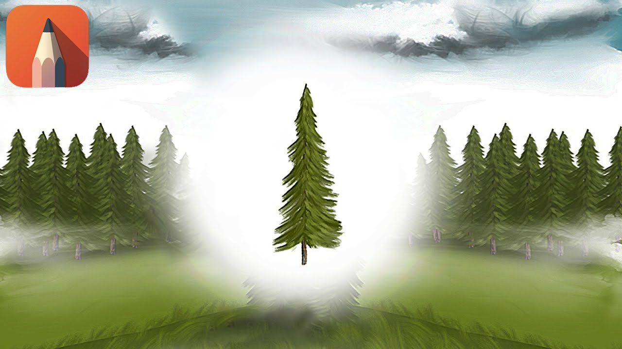 Создание леса с одним деревом (руководство по слоям Autodesk Sketchbook Mobile)