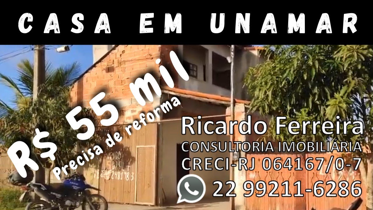 Vendo casa Unamar condomínio Gravatá 1,dois andares, terreno 7 x 8 direto proprietário R$ 55 mil