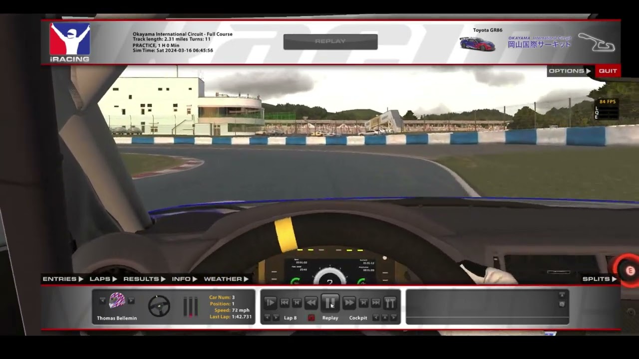 Iracing Toyota Gr86 World Record @ Okayama International Circuit - 1:41.944 (2024, Season 2)