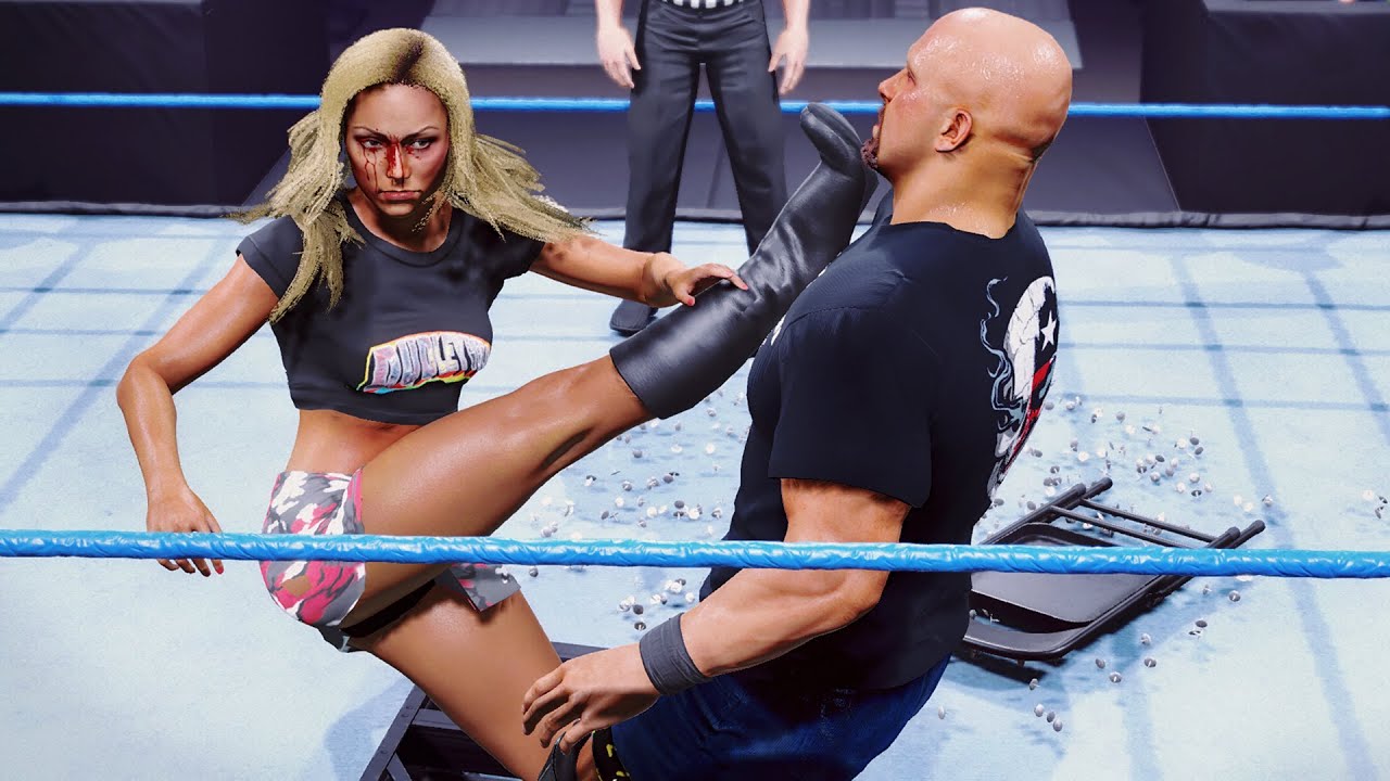 WWE 2k22: Stacy Keibler vs Stone Cold Steve Austin, intergender street fight