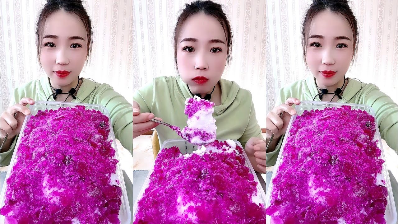 ASMR WHITE SHAVED ICE EATING QIAN