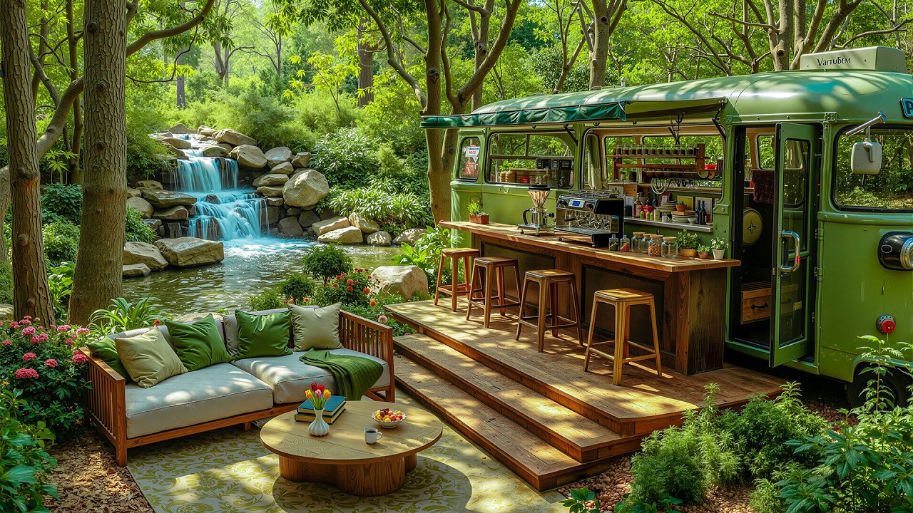 Relaxing Forest Car Coffee Shop Jazz 🌿 Stream View & Smooth Jazz for Work, Study & Chill