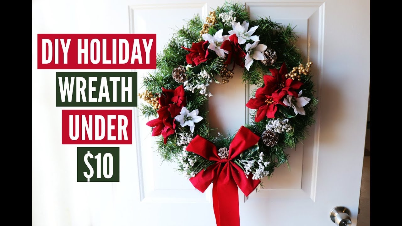 $3 WALMART WREATH TRANSFORMED FOR UNDER $10 | CHEAP, FAST, EASY HOLIDAY WREATH DIY