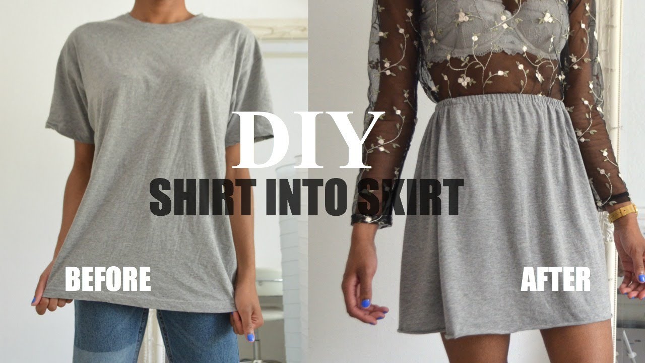 DIY CLOTHING HACK | How To Transform A T-shirt Into a Skirt