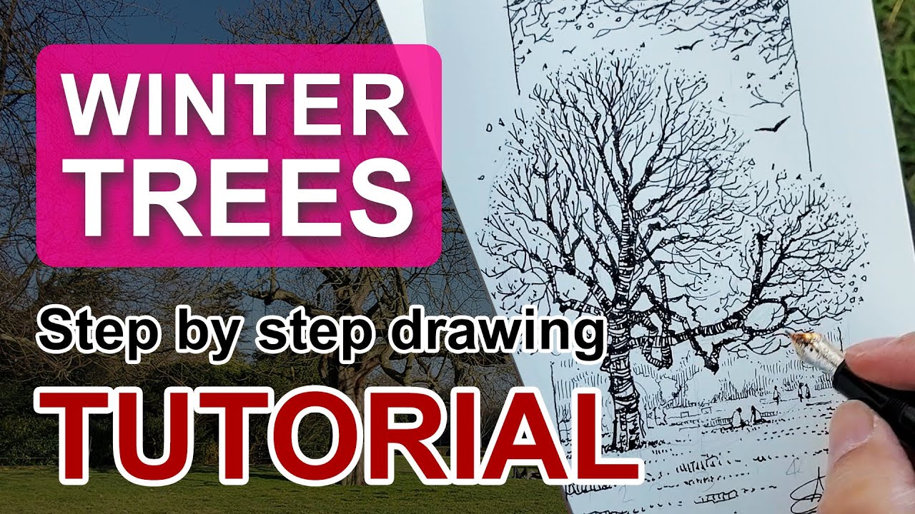 Drawing Winter Trees - Step by Step Tutorial