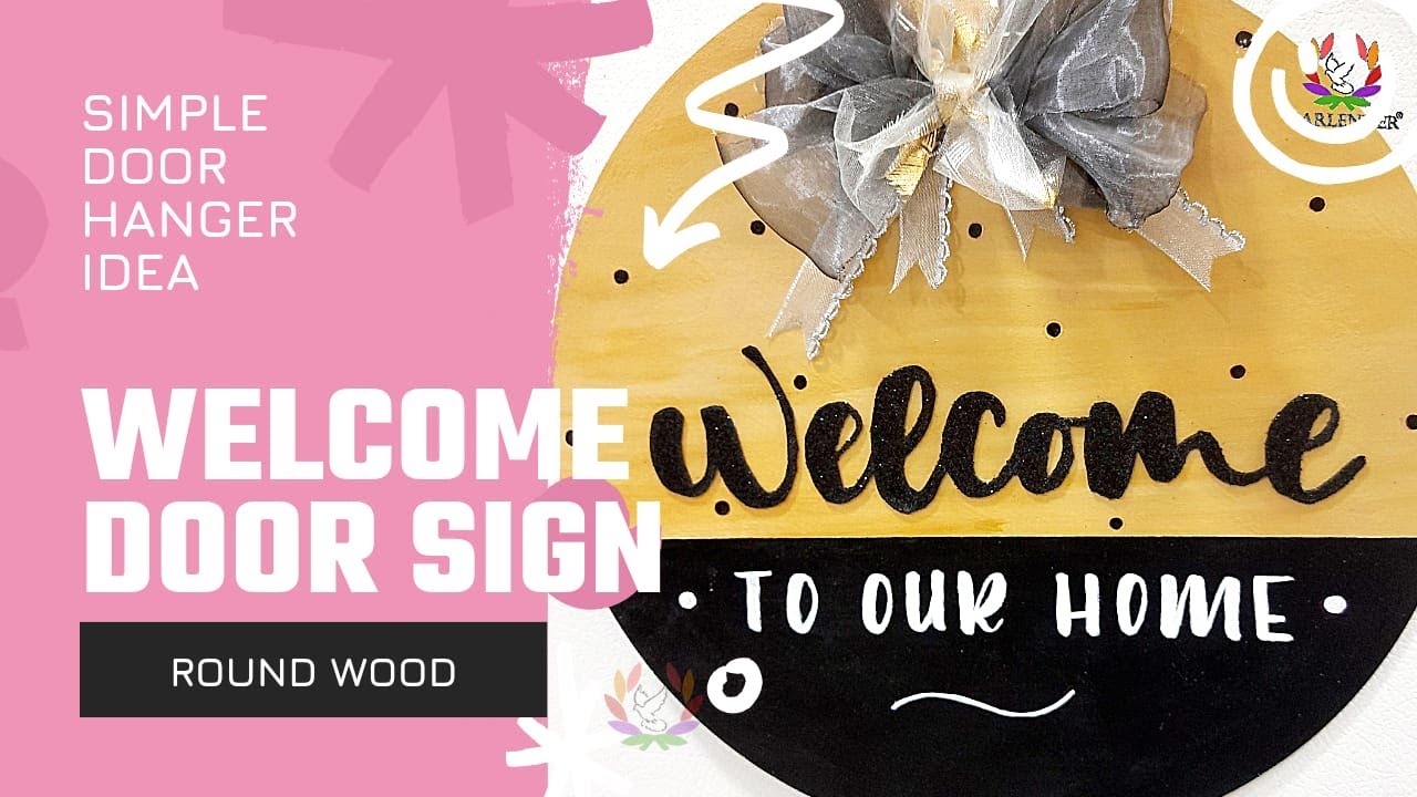 WELCOME Door Hanger Idea | Round Welcome Sign with MDF
