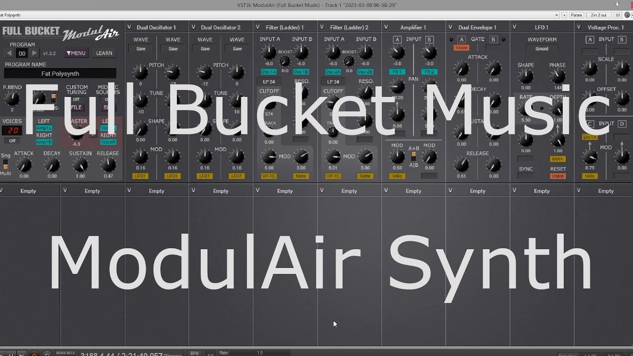 Free Synth Vst - Full Bucket Music ModulAir  -  No Talking