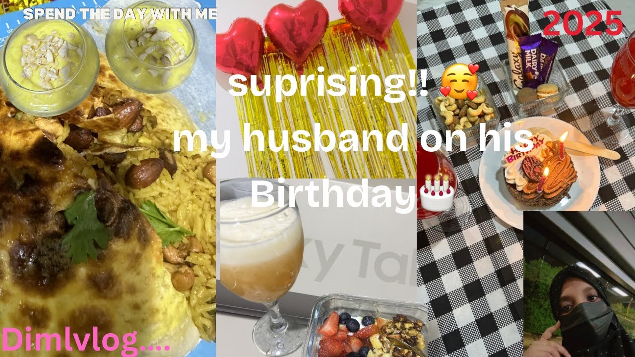 🎂Surprise birthday party vlog /lunch feast Arabian ouzirice#fypviralシ trndinggifts#tabledecos#food 