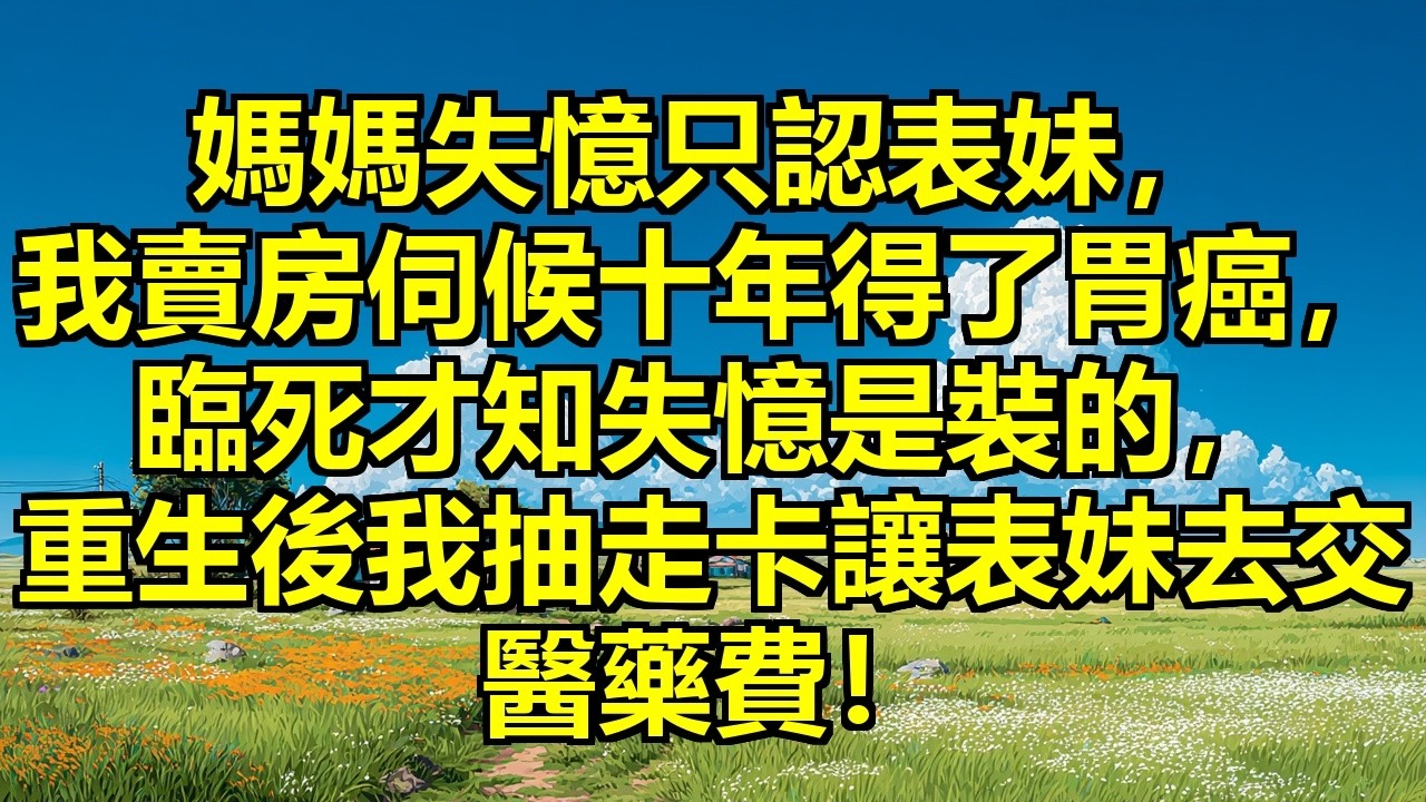 媽媽暈倒我急壞了，她醒來卻只認表妹不認我，我賣房伺候十年換來胃癌，臨死才聽她說失憶是裝的！重生後我沒哭，直接抽走枕頭底下的卡，讓表妹去交醫藥費！ #假裝失憶騙錢 #絕望重生反擊 #偏心媽媽真相