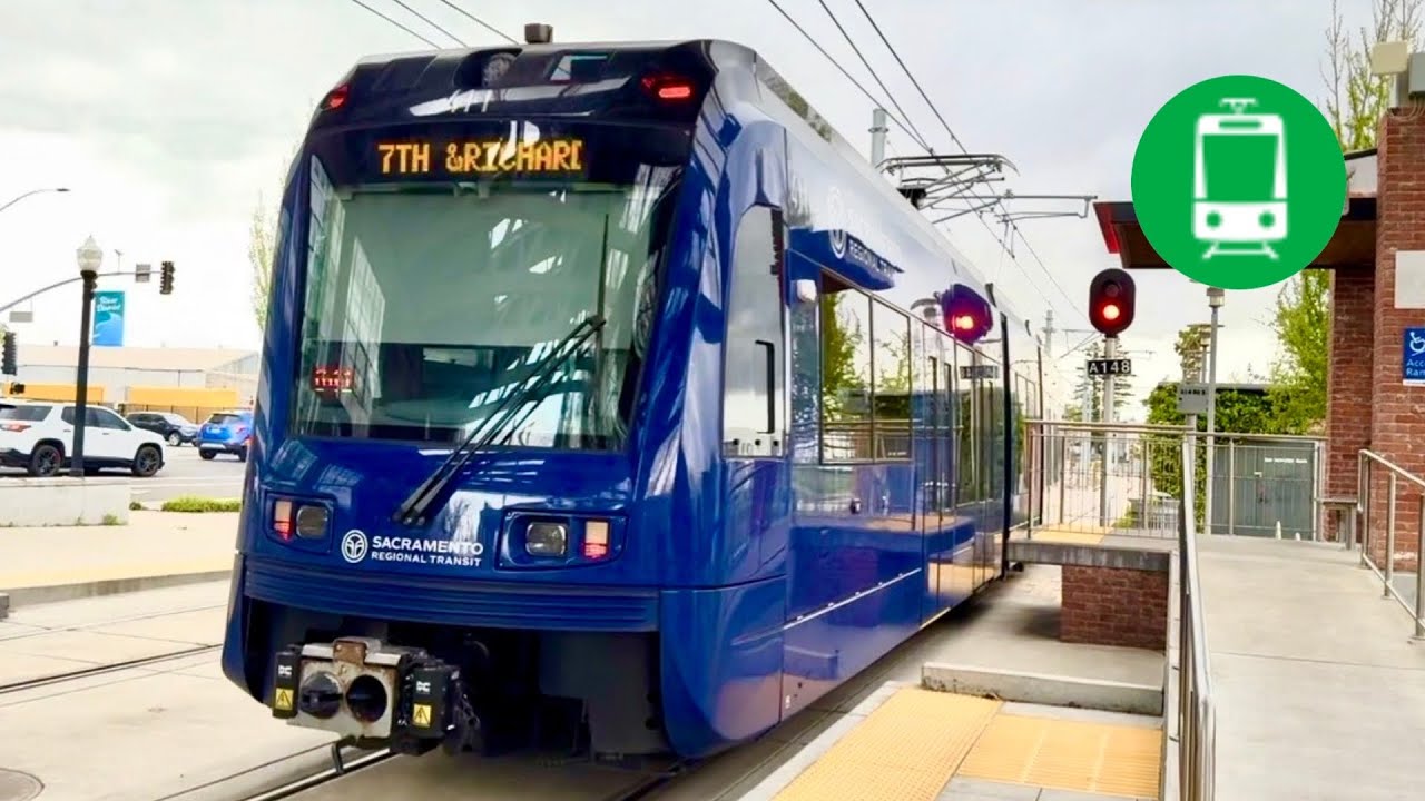 Sacramento SacRT Light Rail Green Line Full Northbound Passenger Ride: 13th Street to Township 9