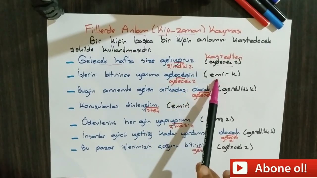 FİİLLERDE KİP, ZAMAN, ANLAM KAYMASI(nokta atışı)