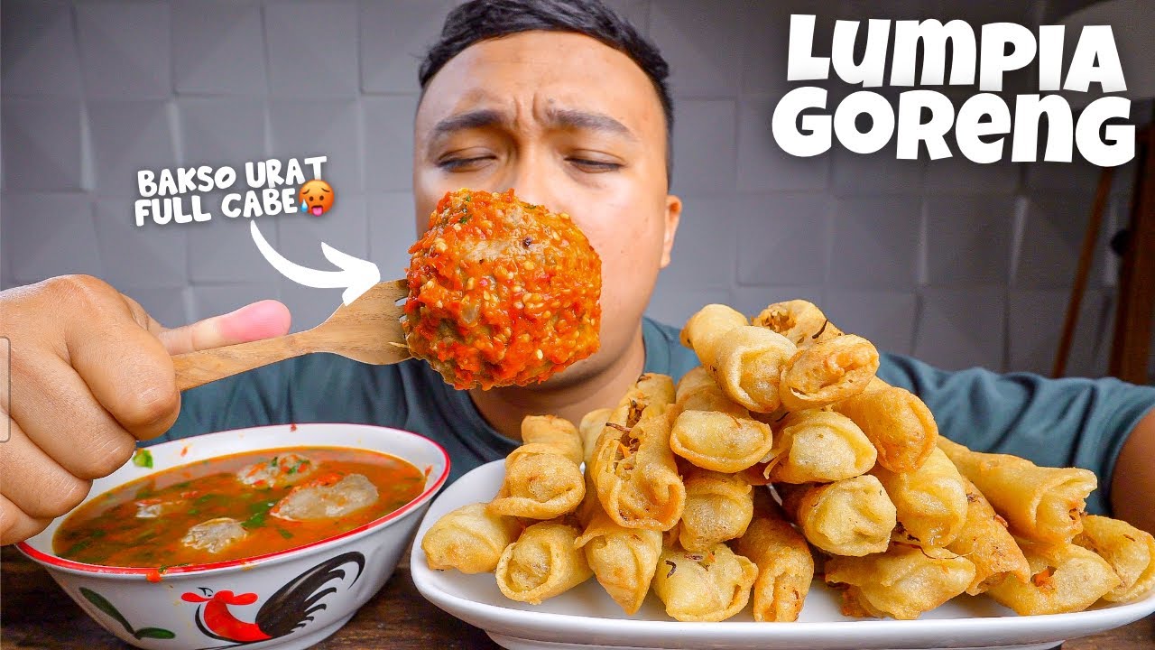 MAKAN BAKSO SUPER PEDAS EXTRA LUMPIA GORENG‼️MUKBANG INDONESIA PEDAS