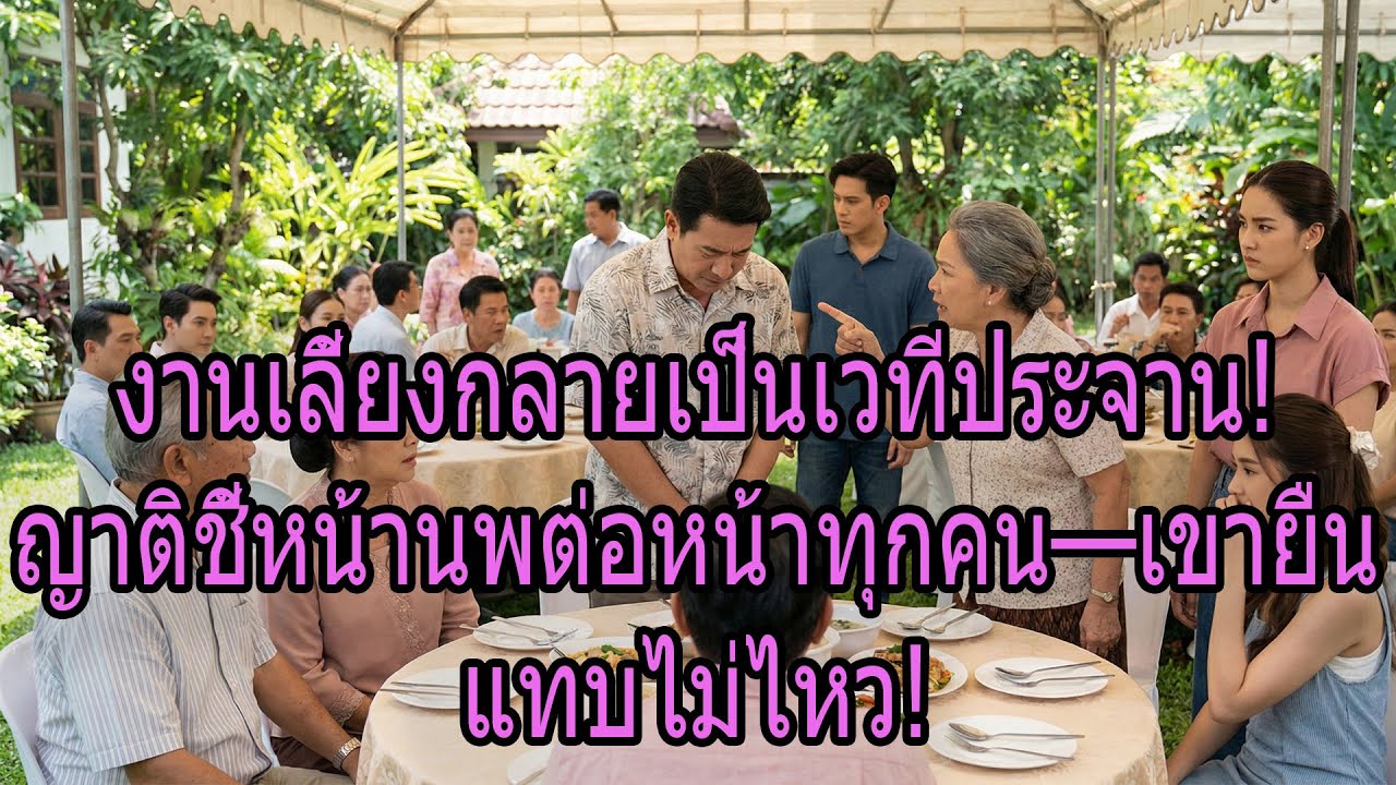 งานเลี้ยงกลายเป็นเวทีประจาน! ญาติชี้หน้านพต่อหน้าทุกคน—เขายืนแทบไม่ไหว!