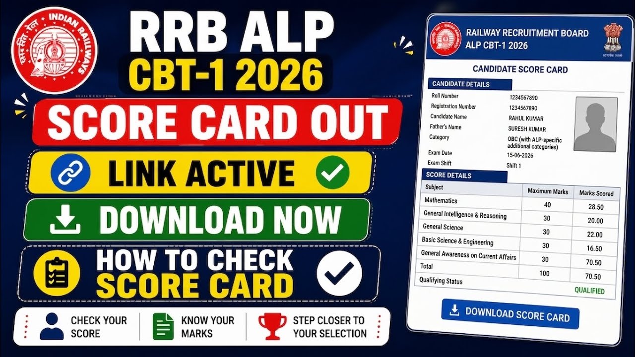 Railway RRB ALP Score Card 2026 OUT 🔴 RRB ALP Score Card Kaise Check Kare 2026 | rrb ALP Result
