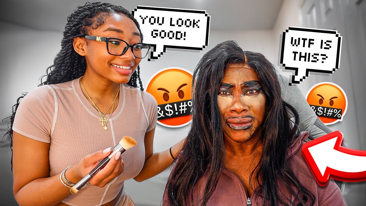 DOING MY GRANDMAS MAKEUP BAD ON PURPOSE TO SEE HER REACTION… TOO FUNNY 😂