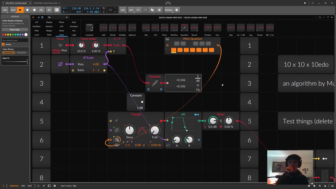 Bitwig: Making a mini 10x10 5edo xenharmonic algorithmic generator in the Grid