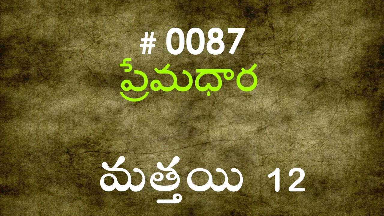 #TTB Matthew మత్తయి సువార్త - 12 (#0087) Telugu Bible Study Premadhara