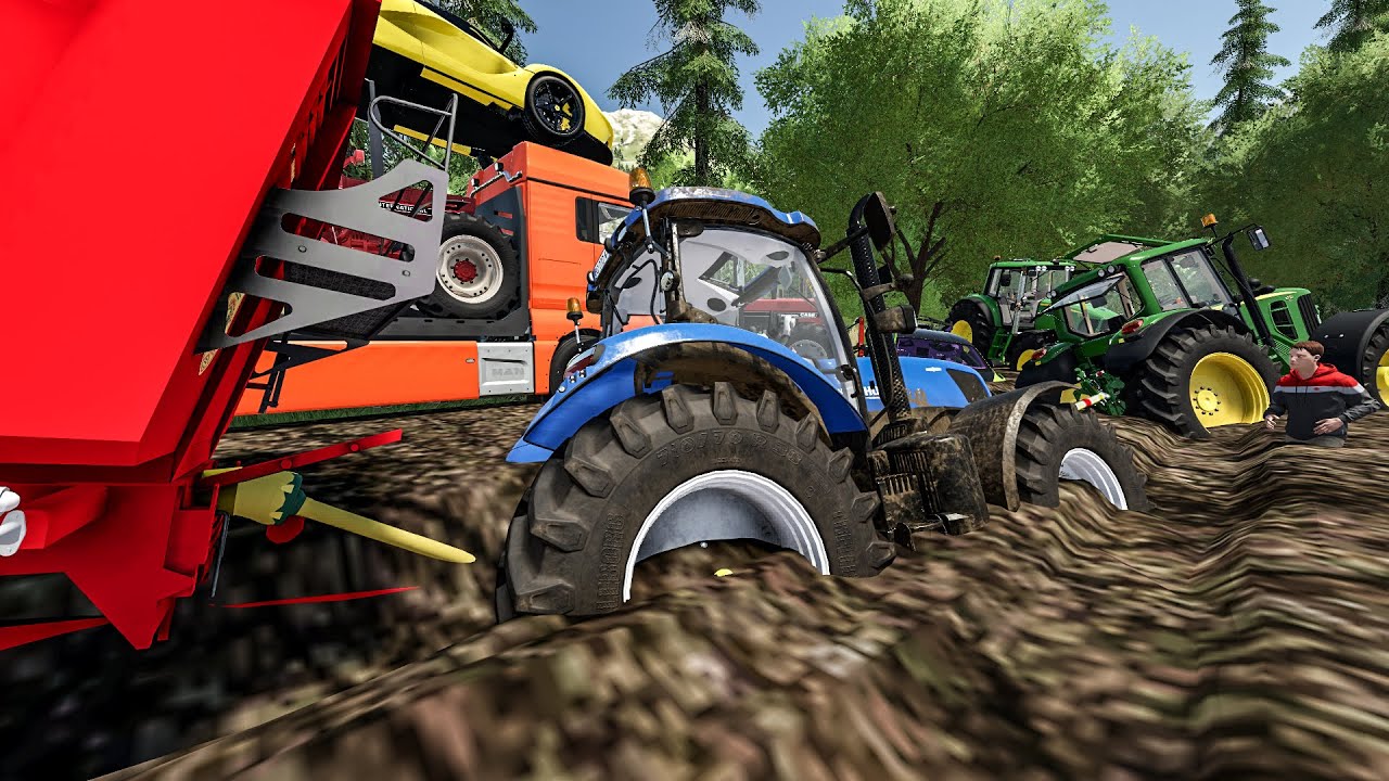 Armée de tracteurs traverse des chemins impraticables dangereux | Farming Simulator 22