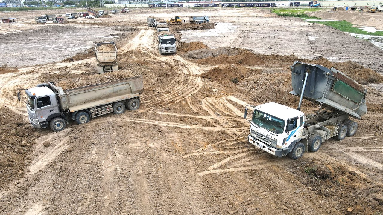 Amazing Many Dump trucks working hard to dumping rock |Machine Kh