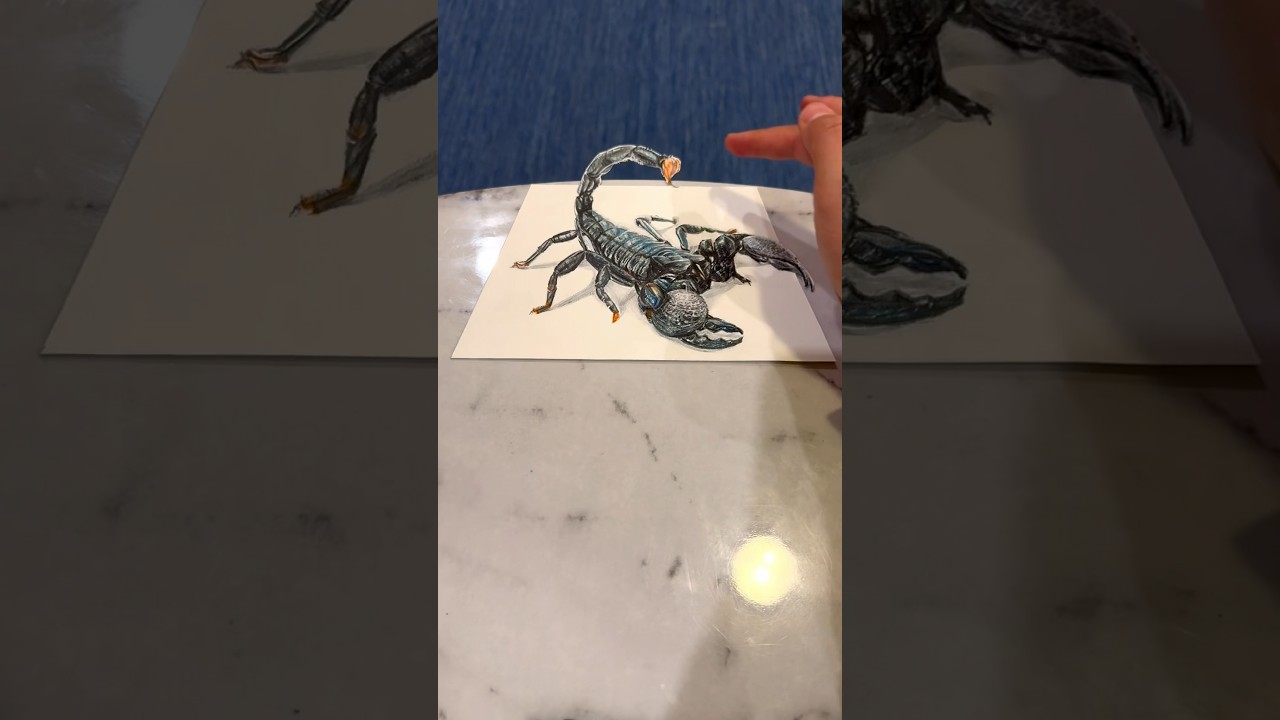 Giant scorpion on my coffee table! 😱😬#scorpion #drawings #3d #shorts #foryou