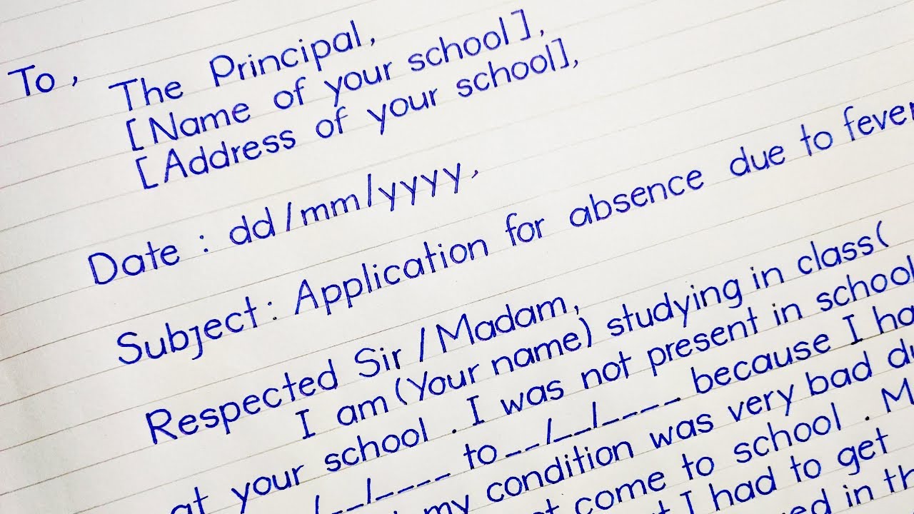 Application For Absent In School Due To Fever | application letter | iNote | Sick Leave Application