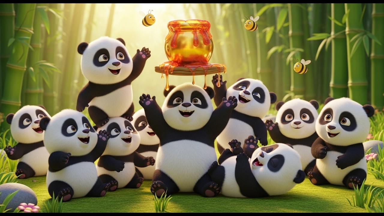 Ten Little Pandas 🐼 The Honey Challenge 🍯 Fun Counting Song for Kids