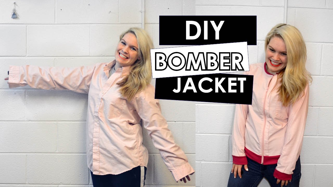 DIY TUTORIAL HOW TO MAKE A BOMBER JACKET OUT OF A MEN'S BUTTON DOWN SHIRT II DUCKINYELLOW