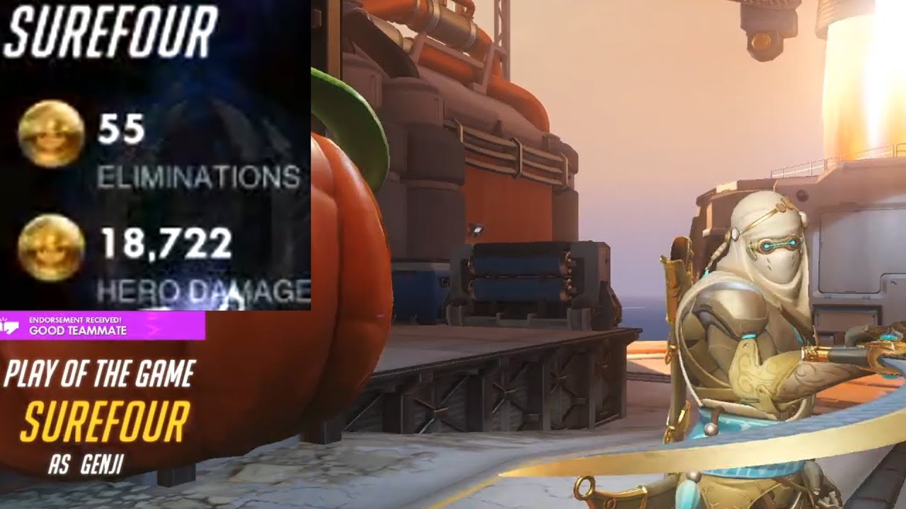 SUREFOUR TOP 500 GENJI! 55 ELIMS! [ OVERWATCH SEASON 21 TOP 500 ]