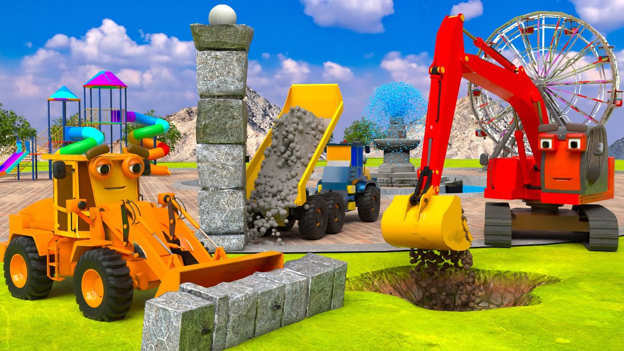 Excavator and Bulldozer Build a Giant Amusement Park! 🎡🚧🏗️ | CONSTRUCTION VEHICLES