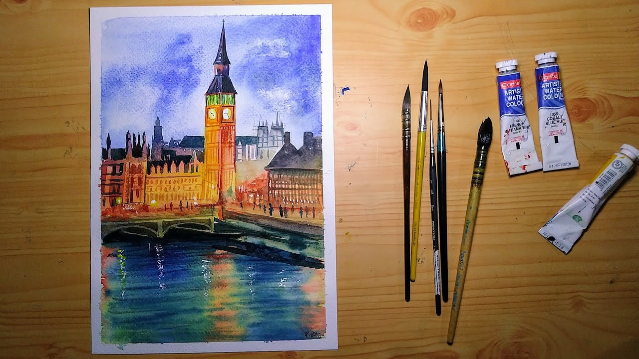 Painting Big Ben tower London