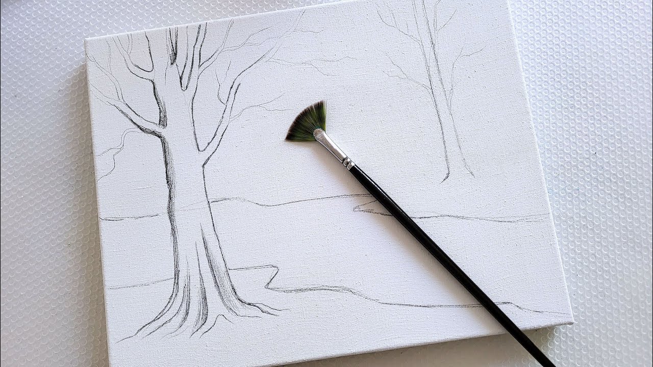 Rain In The Autumn Forest / Acrylic Painting / Step by step