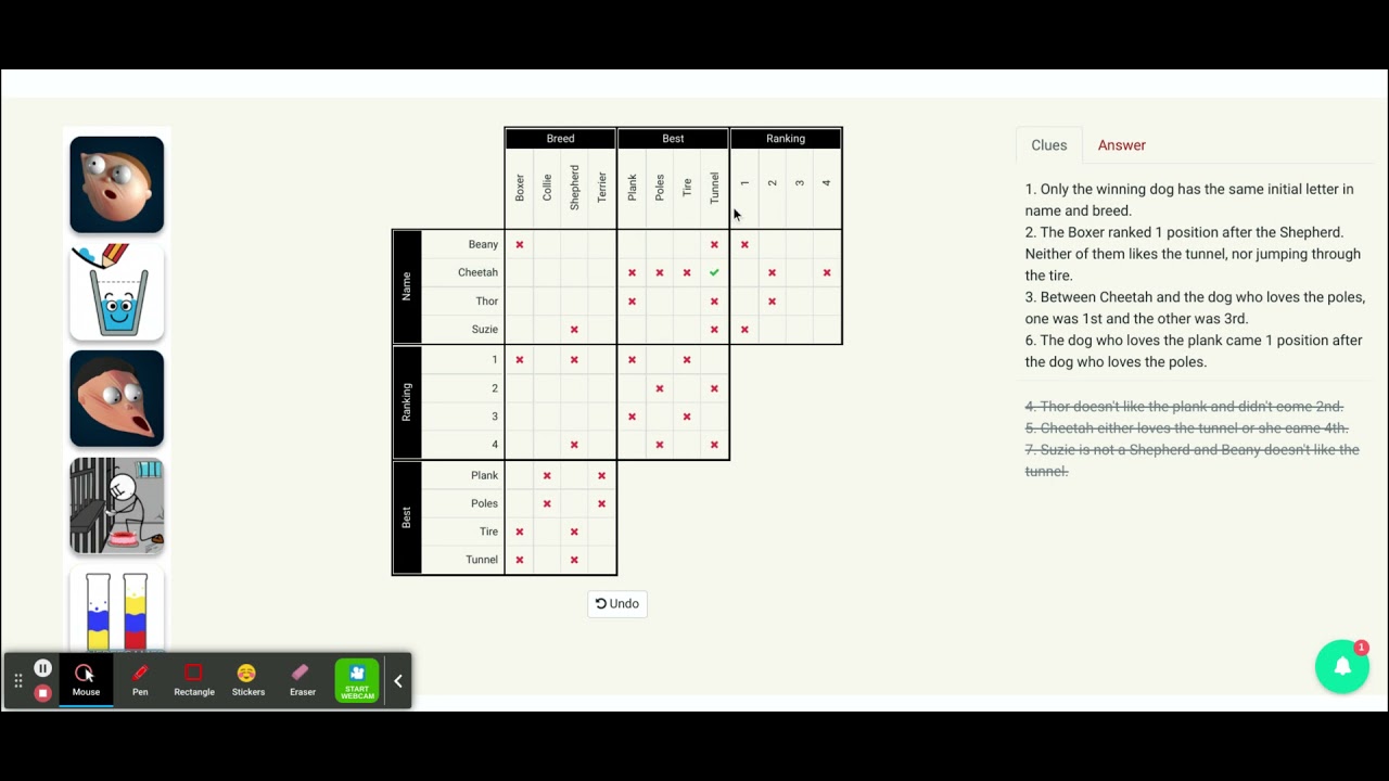 Agility Competition - Logic Grid Puzzle - Brainzilla