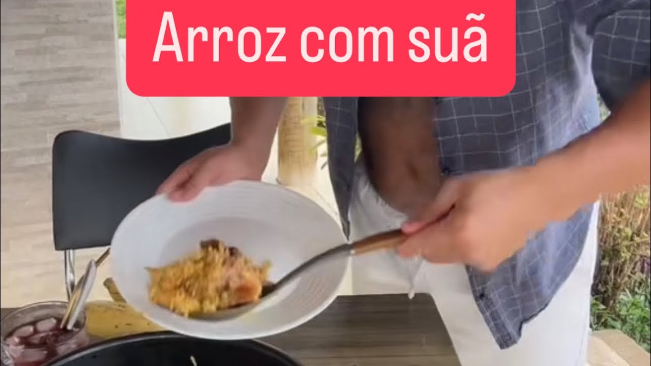 Arroz com suã feito no fogão à lenha. Receita completa 
