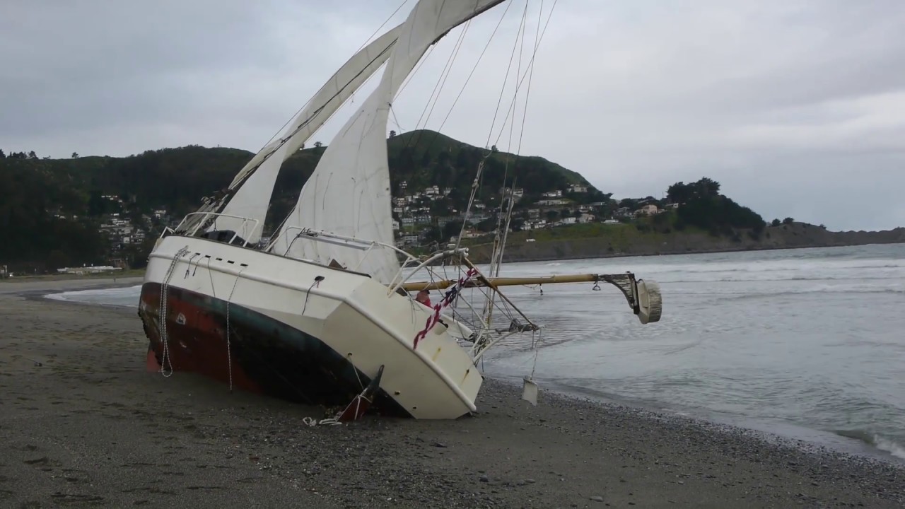 Beached Boat at Linda Mar in Pacifica. (Someone's having a bad day)