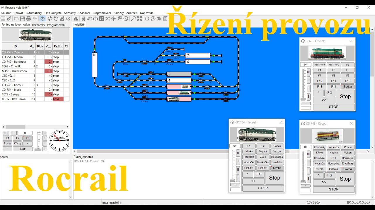 Řízení kolejiště programem Rocrail