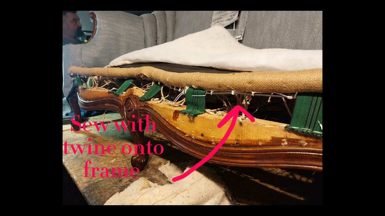 Antique Sofa Restoration with spring repair. #furnitureupholstery #furniture #furniturerepair 