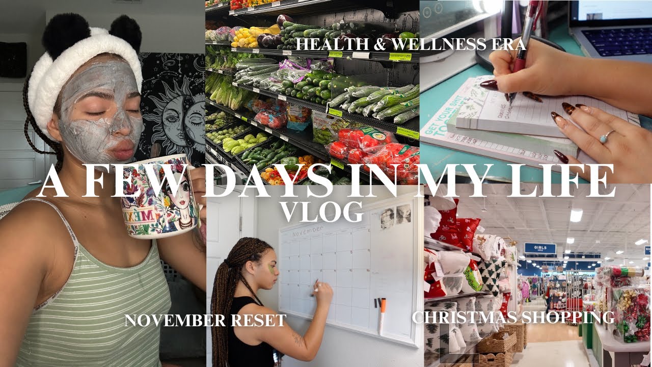 november reset vlog 🎧🧸 | new month reset, healthy grocery haul, food prep, Christmas decor shopping