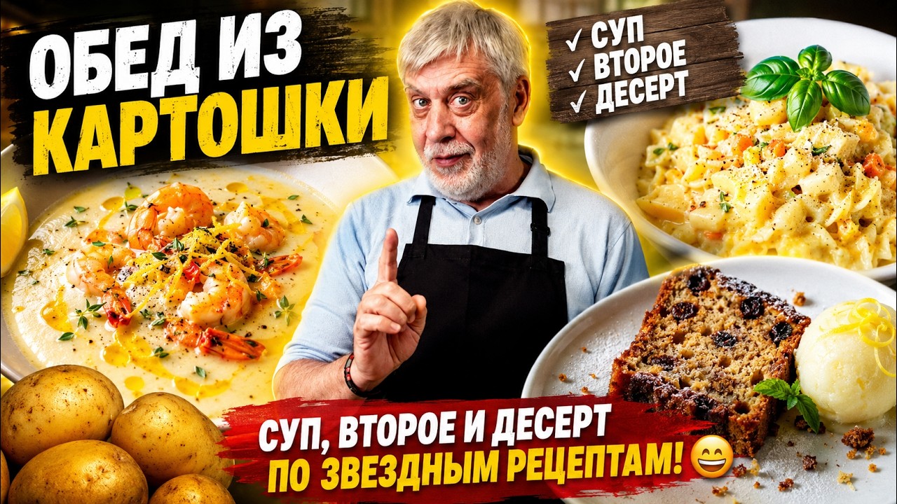 Обед из картошки 🥔 Суп, второе и десерт 😄