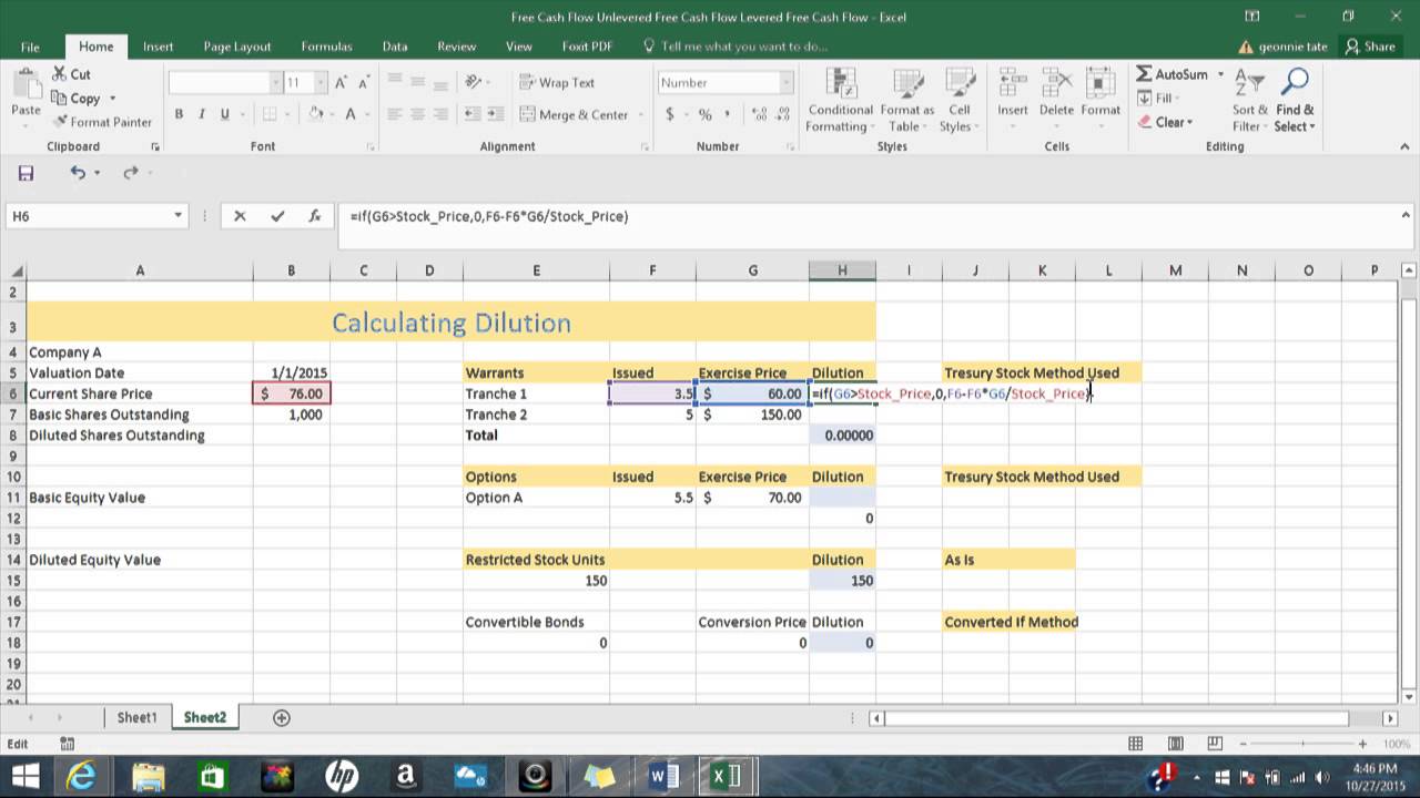 Calculating Dilution and Diluted Equity