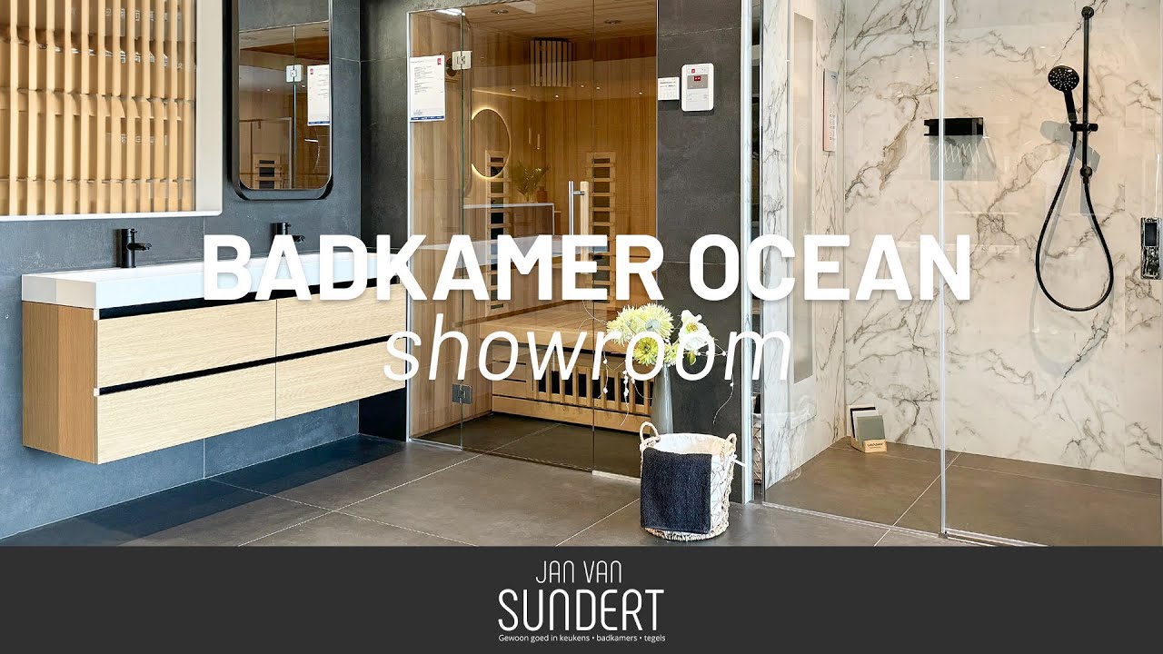 Badkamer Ocean - Wit marmeren badkamer met sauna