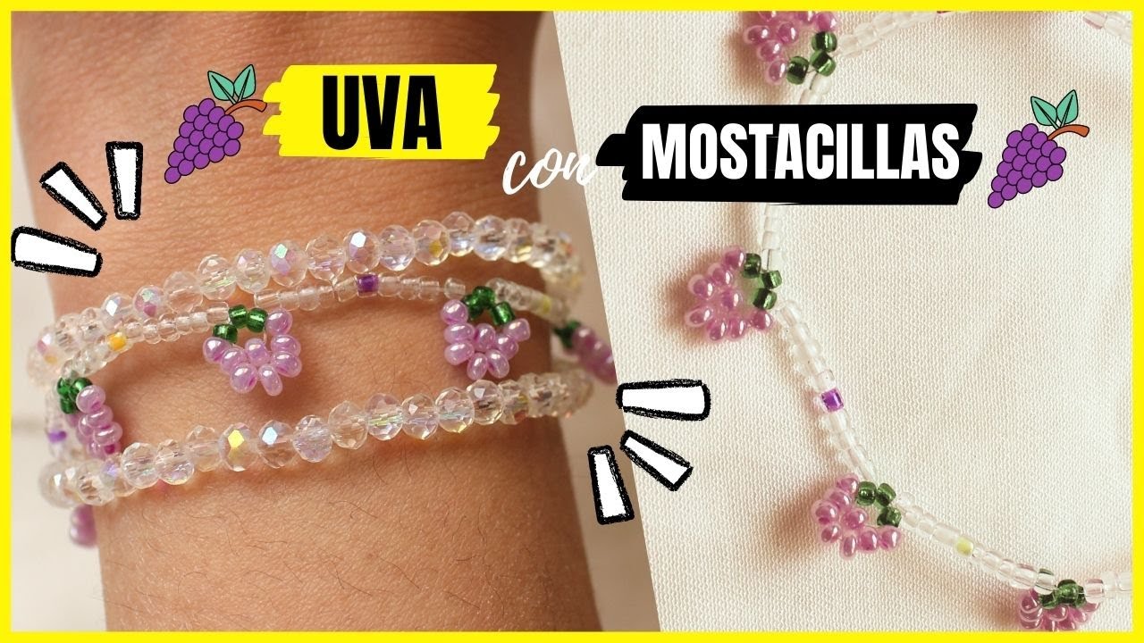 DIY 🍇 UVA con MOSTACILLAS 🍇Grape beads ✅FRUTAS con Mostacillas✨ /Pulseras AESTHETIC