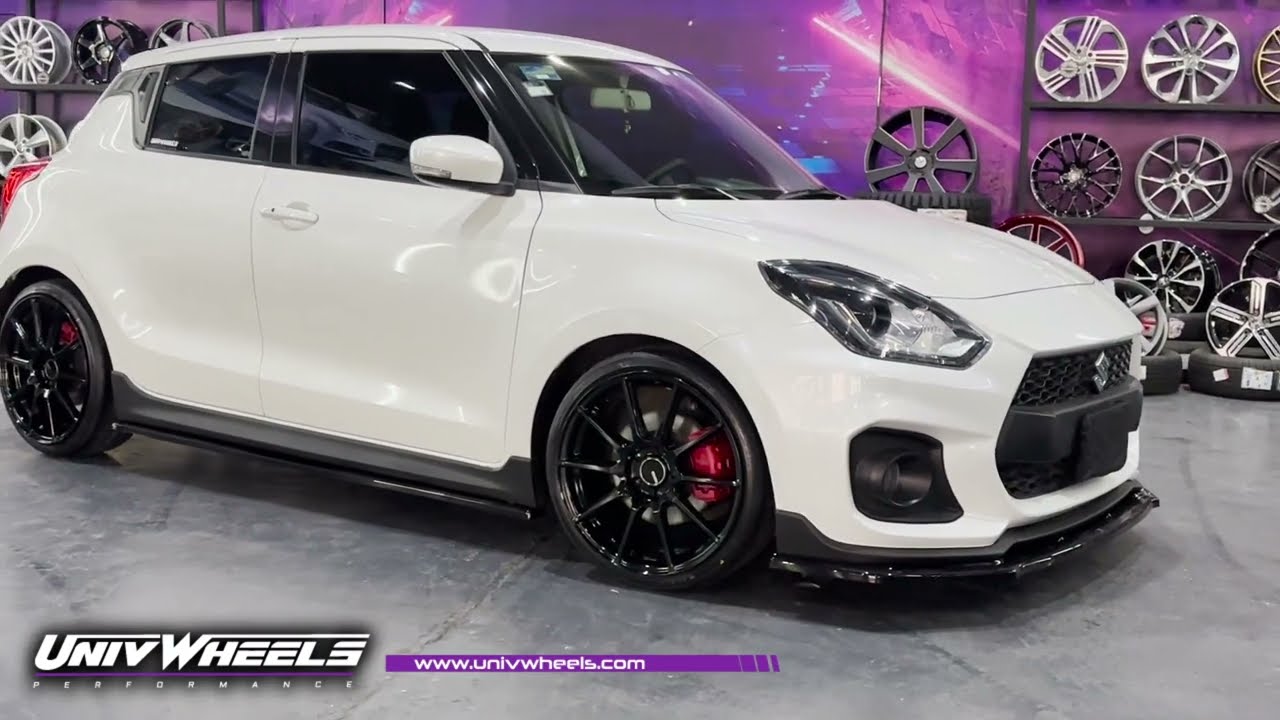Suzuki Swift con rines Enkei de 18 pulgadas, Resortes deportivos h&r y piezas Maxton. 😱