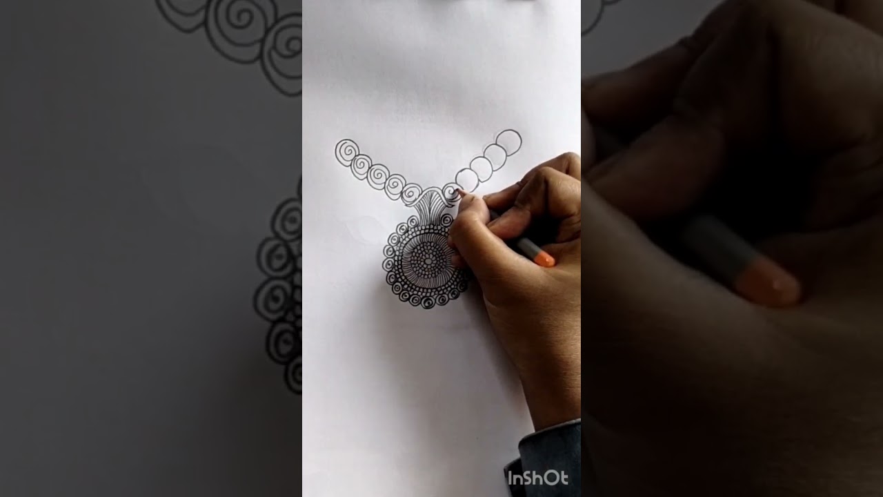 Necklace drawing/beutiful and easy necklace jewellery design#purbaart #necklace