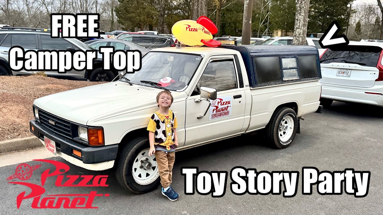 FREE Camper Top & Party - Pizza Planet Truck Build - ‘86 Toyota Pickup - Toy Story Todd