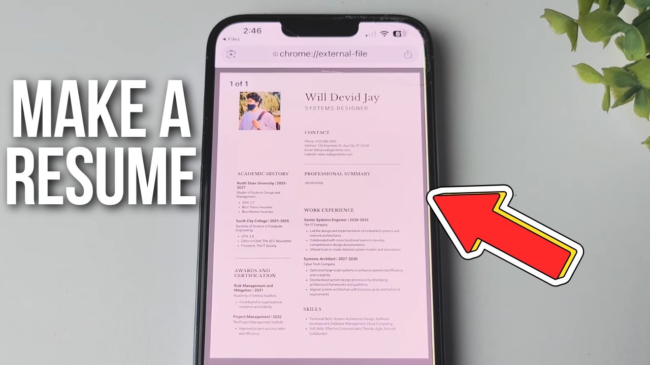 Как составить резюме на iPhone