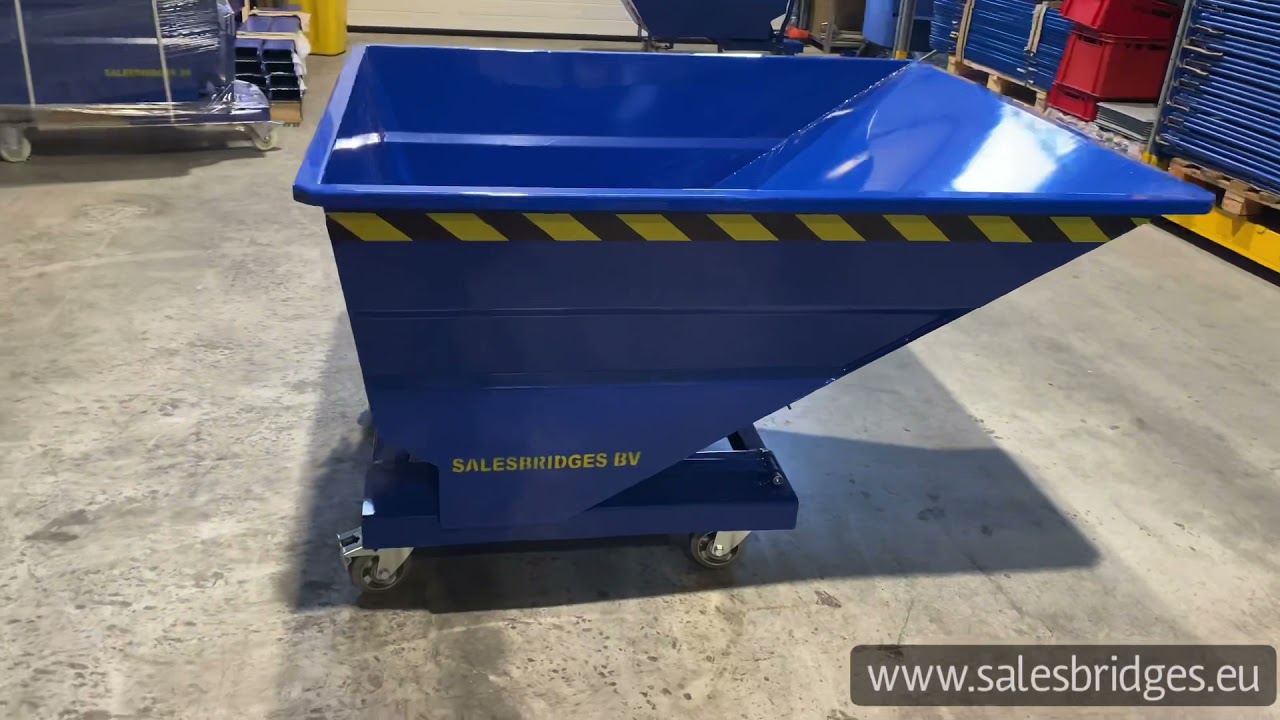 Tipper chip hopper skip container for forklift Salesbridges SC model Kiepcontainer kiepbak kantelbak
