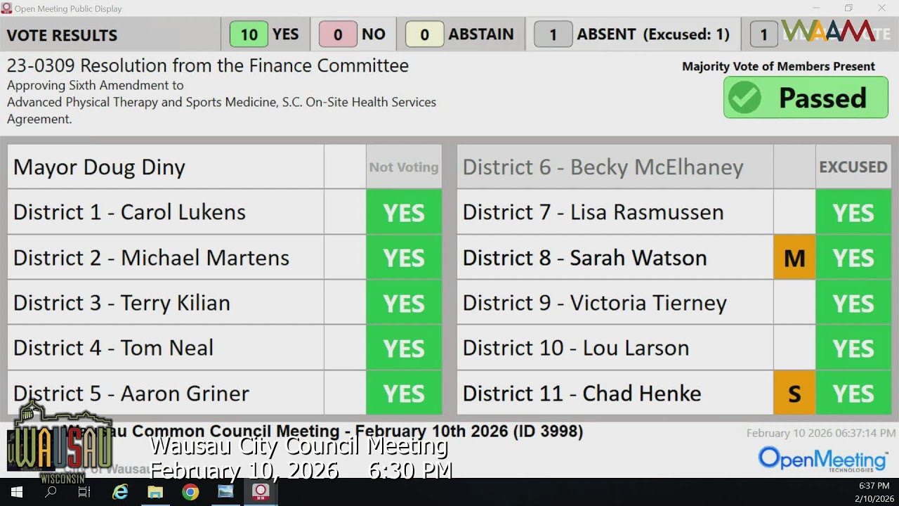 Wausau City Council Meeting - 2/10/26