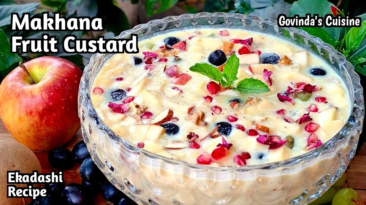 एकादशी पर बनाये मखाना फ्रूट कस्टर्ड | Ekadashi Custard | No Fire Cooking | Fruit Salad #fruitcustard