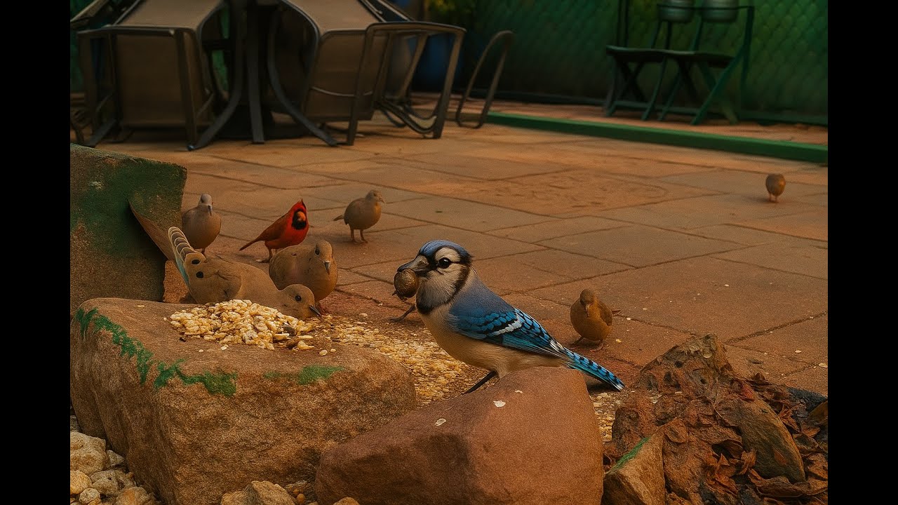 Rare Moment: Blue Jay and Red Cardinal Caught Feeding Together in Harmony 🐦💙❤️