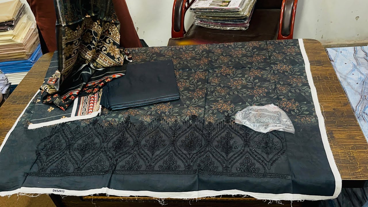 Minahil Lawn daman boring chickenkari 3pc unstich|Bonanza international Mens wash n wear Unstich